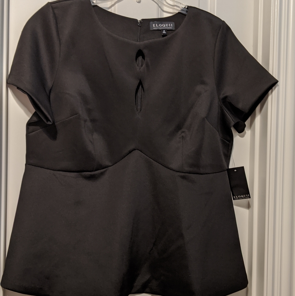 Eloquii Peplum Top in Black size 18w